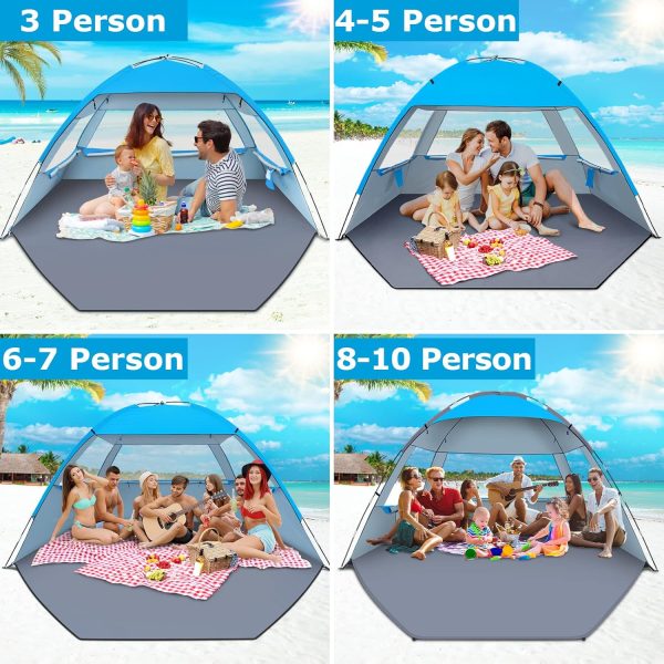 Gorich Beach Tent Sun Shelter for 3/4-5/6-7/8-10 Person with UPF 50＋ UV Protection, Lightweight & Easy Setup Beach Shade Canopy, Portable Beach Shade Tent Beach Cabana - Image 57