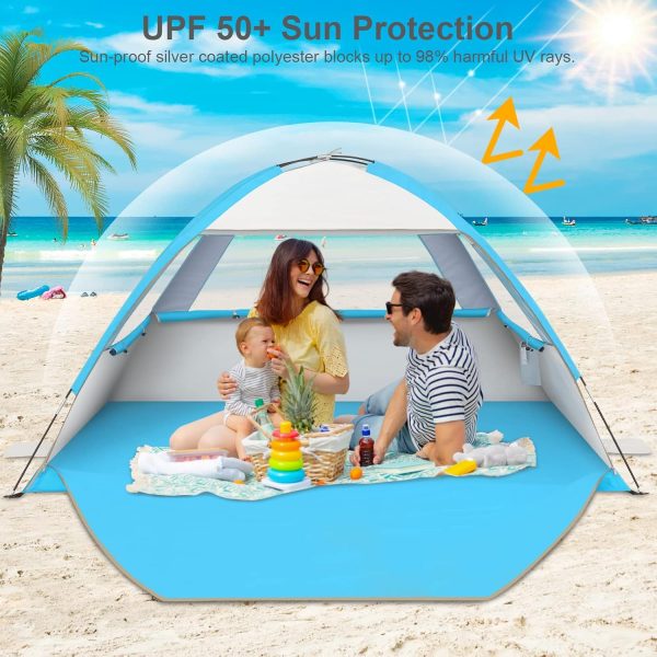 Gorich Beach Tent Sun Shelter for 3/4-5/6-7/8-10 Person with UPF 50＋ UV Protection, Lightweight & Easy Setup Beach Shade Canopy, Portable Beach Shade Tent Beach Cabana - Image 60