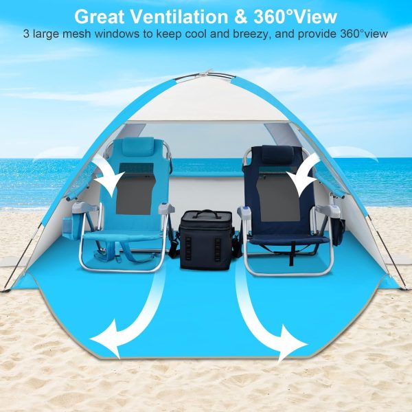 Gorich Beach Tent Sun Shelter for 3/4-5/6-7/8-10 Person with UPF 50＋ UV Protection, Lightweight & Easy Setup Beach Shade Canopy, Portable Beach Shade Tent Beach Cabana - Image 61