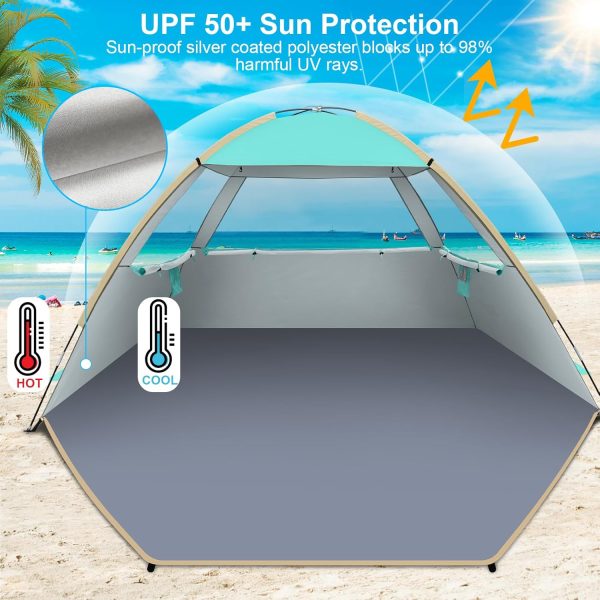 Gorich Beach Tent Sun Shelter for 3/4-5/6-7/8-10 Person with UPF 50＋ UV Protection, Lightweight & Easy Setup Beach Shade Canopy, Portable Beach Shade Tent Beach Cabana - Image 74