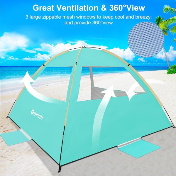 Gorich Beach Tent Sun Shelter for 3/4-5/6-7/8-10 Person with UPF 50＋ UV Protection, Lightweight & Easy Setup Beach Shade Canopy, Portable Beach Shade Tent Beach Cabana - Image 75