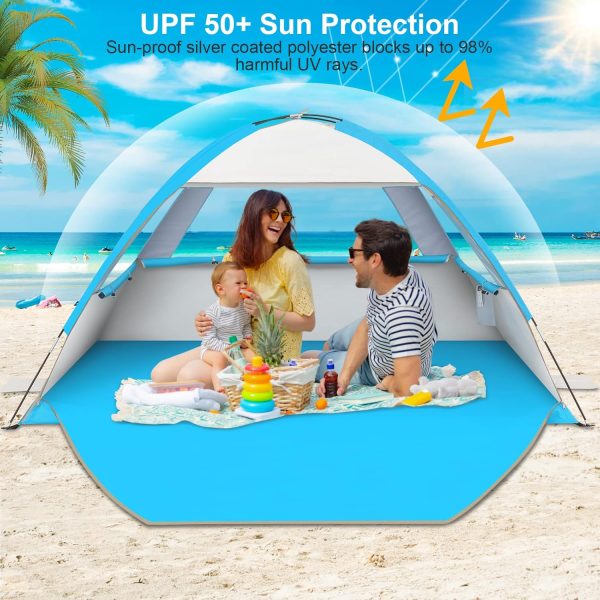 Gorich Beach Tent Sun Shelter for 3/4-5/6-7/8-10 Person with UPF 50＋ UV Protection, Lightweight & Easy Setup Beach Shade Canopy, Portable Beach Shade Tent Beach Cabana - Image 90