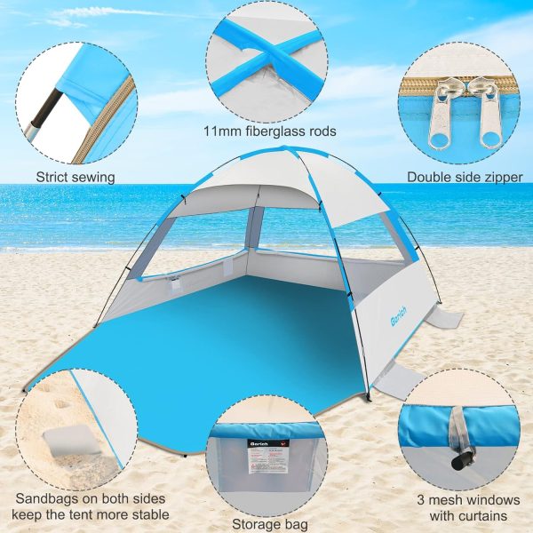 Gorich Beach Tent Sun Shelter for 3/4-5/6-7/8-10 Person with UPF 50＋ UV Protection, Lightweight & Easy Setup Beach Shade Canopy, Portable Beach Shade Tent Beach Cabana - Image 96