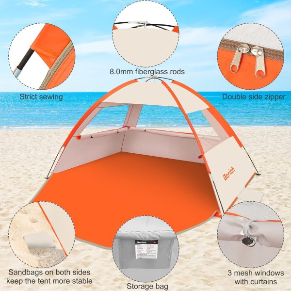 Gorich Beach Tent Sun Shelter for 3/4-5/6-7/8-10 Person with UPF 50＋ UV Protection, Lightweight & Easy Setup Beach Shade Canopy, Portable Beach Shade Tent Beach Cabana - Image 103