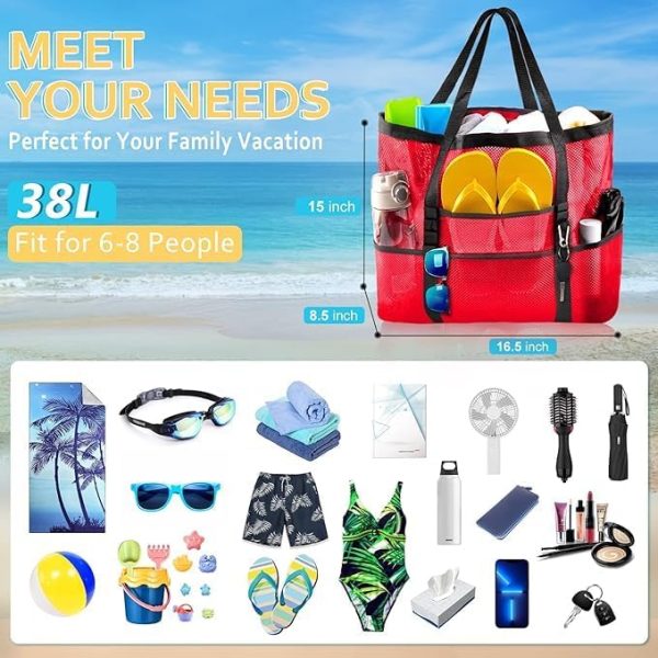 Mesh Beach Bag - Large Tote Bag for Family, Toys & Vacation Essentials - Image 10