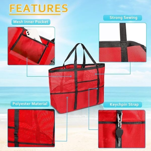Mesh Beach Bag - Large Tote Bag for Family, Toys & Vacation Essentials - Image 12