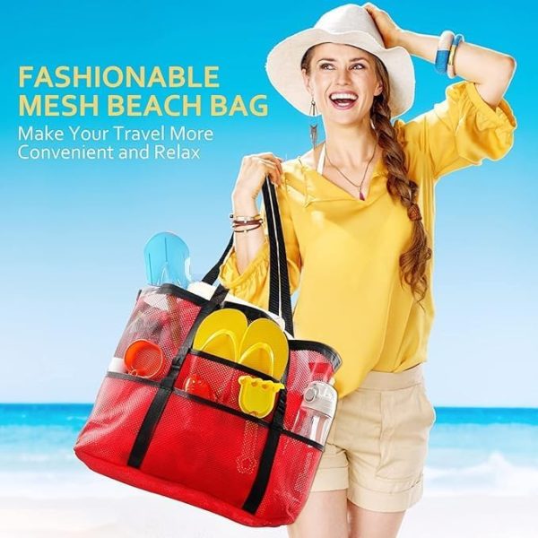 Mesh Beach Bag - Large Tote Bag for Family, Toys & Vacation Essentials - Image 15
