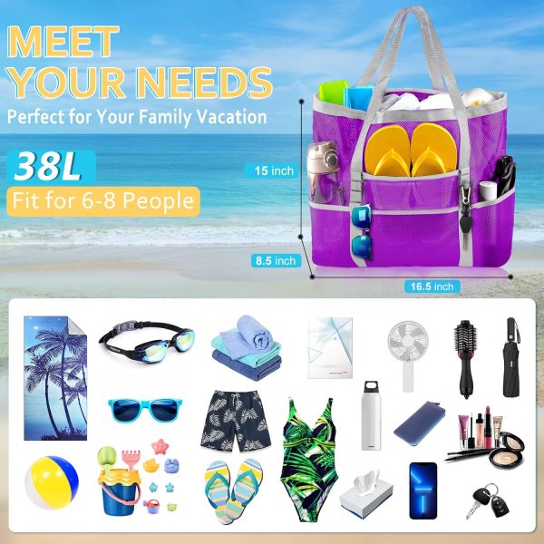 Mesh Beach Bag - Large Tote Bag for Family, Toys & Vacation Essentials - Image 38