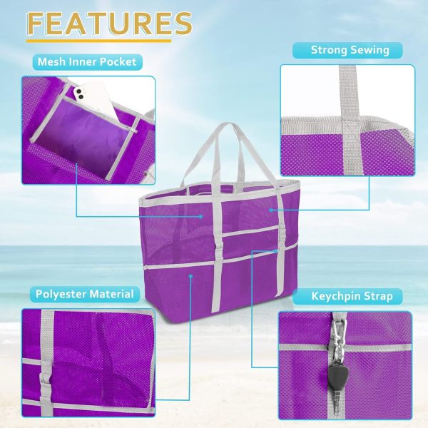 Mesh Beach Bag - Large Tote Bag for Family, Toys & Vacation Essentials - Image 40