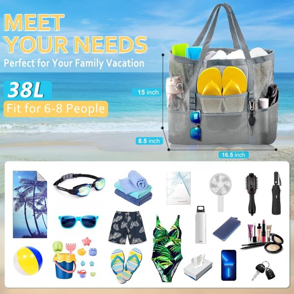 Mesh Beach Bag - Large Tote Bag for Family, Toys & Vacation Essentials - Image 60