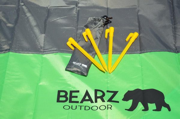 Plastic Stakes by BEARZ Outdoor. Small Tarp Stakes/ Tent Spikes for Sand, Lawn, Beach Blankets. Compact & Lightweight Tent Pegs with an Anchor. Safety Yellow (5.9″ Pack of 4) - Image 6