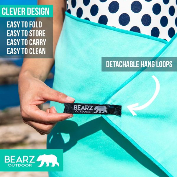 Microfiber Towel Set by BEARZ Outdoor. Microfiber Towels for Body, Workout Towel, Camp Towel, Yoga Towel, Sweat Towel, Microfiber Beach Towel, Travel Towel. Fast Drying & Compact. Free Face Towel - Image 5