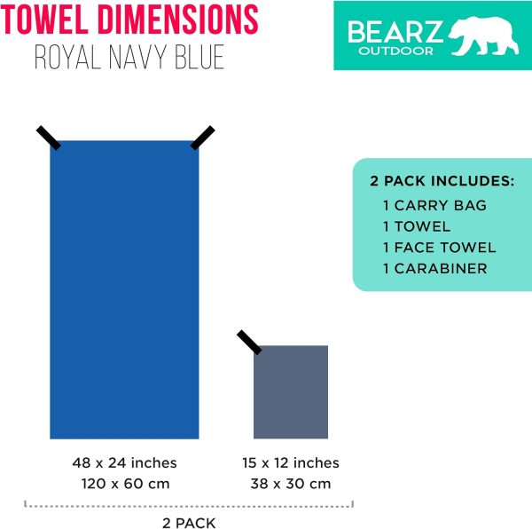 Microfiber Towel Set by BEARZ Outdoor. Microfiber Towels for Body, Workout Towel, Camp Towel, Yoga Towel, Sweat Towel, Microfiber Beach Towel, Travel Towel. Fast Drying & Compact. Free Face Towel - Image 12