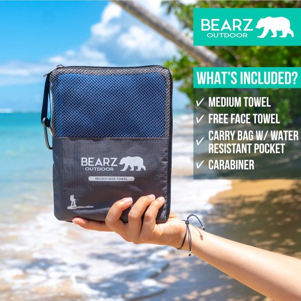 Microfiber Towel Set by BEARZ Outdoor. Microfiber Towels for Body, Workout Towel, Camp Towel, Yoga Towel, Sweat Towel, Microfiber Beach Towel, Travel Towel. Fast Drying & Compact. Free Face Towel - Image 13