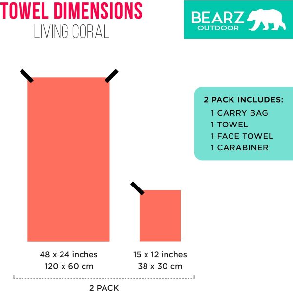 Microfiber Towel Set by BEARZ Outdoor. Microfiber Towels for Body, Workout Towel, Camp Towel, Yoga Towel, Sweat Towel, Microfiber Beach Towel, Travel Towel. Fast Drying & Compact. Free Face Towel - Image 21