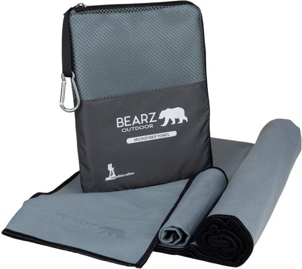 Microfiber Towel Set by BEARZ Outdoor. Microfiber Towels for Body, Workout Towel, Camp Towel, Yoga Towel, Sweat Towel, Microfiber Beach Towel, Travel Towel. Fast Drying & Compact. Free Face Towel - Image 22