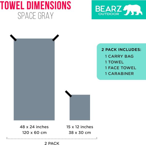 Microfiber Towel Set by BEARZ Outdoor. Microfiber Towels for Body, Workout Towel, Camp Towel, Yoga Towel, Sweat Towel, Microfiber Beach Towel, Travel Towel. Fast Drying & Compact. Free Face Towel - Image 27